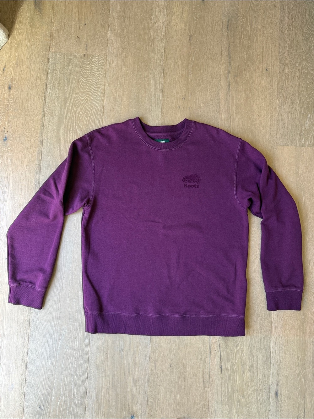 Roots Crewneck Sweatshirt in Plum, Size S